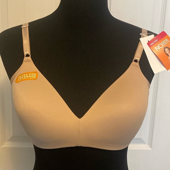 Warner’s Tan 36B Bra Wire Free No Side Effects Extra Side Coverage NWT - Picture 1 of 9